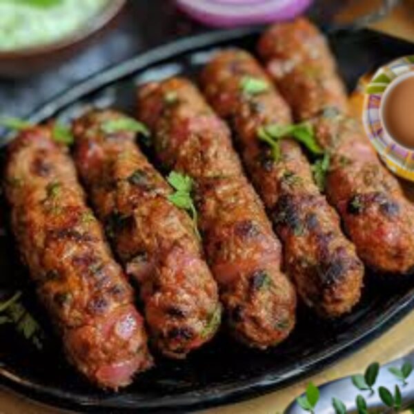 Chicken green pepper seekh kebab recipe - grilled chicken kebab with green peppers, spicy herbs, easy homemade kebab, healthy BBQ dish